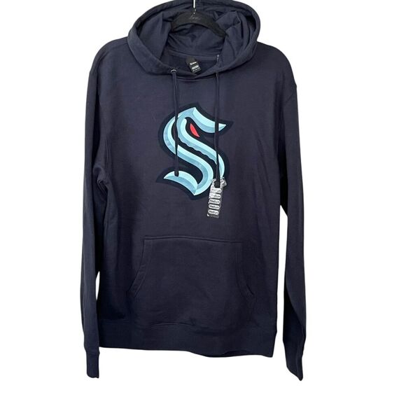 NWT Seattle NHL Kraken Hoodie Men's M Fleece Deep Sea Blue Pullover Team Store - Picture 3 of 10